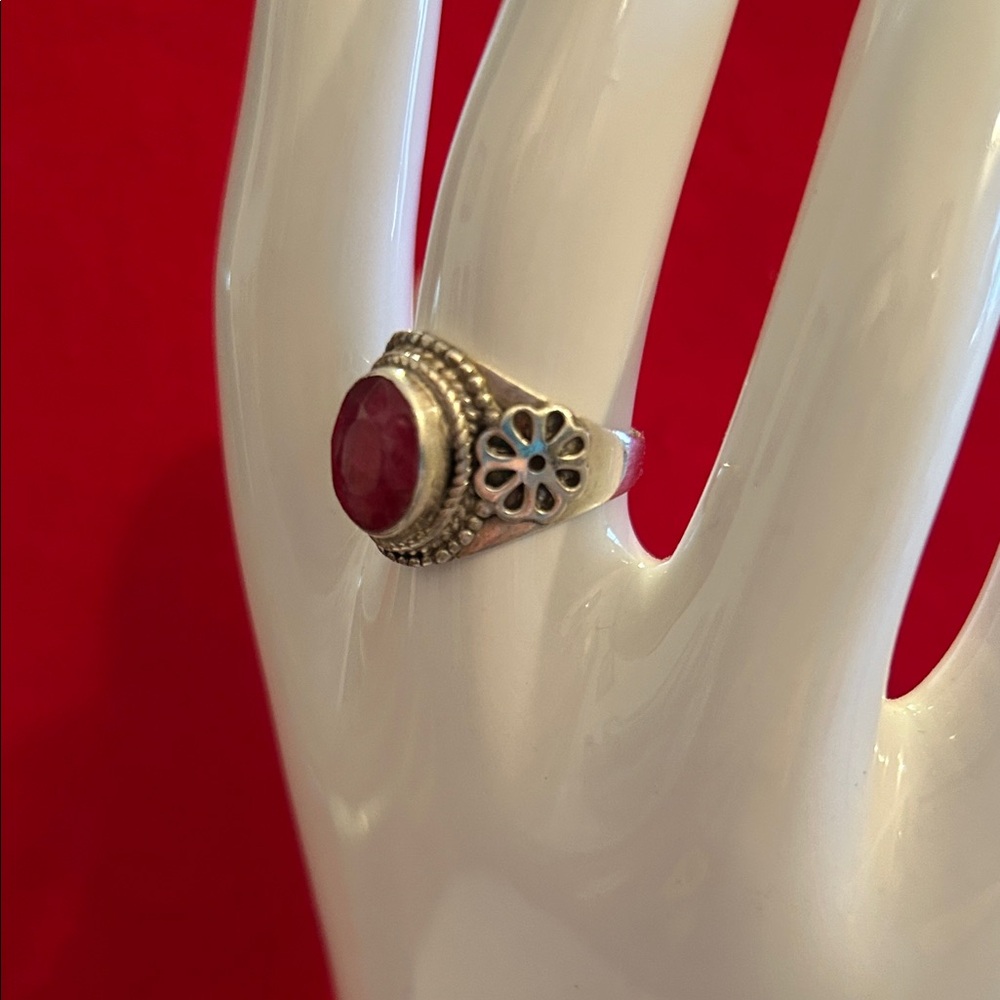 Sterling Silver Ruby Ring - image 2